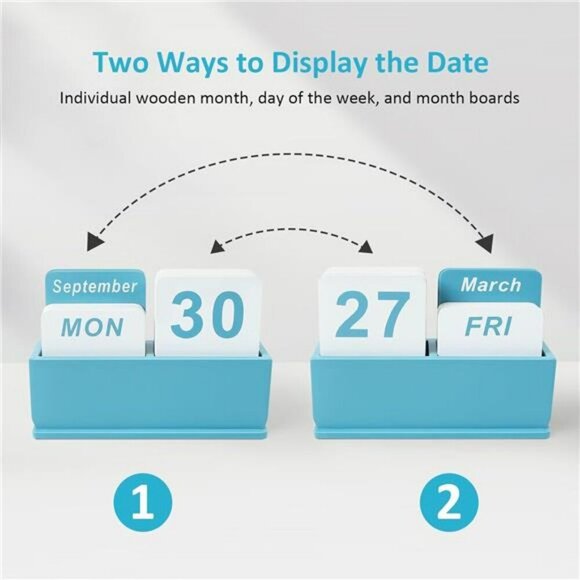 Wooden Desk Calendar Perpetual Daily Flip Display Farmhouse Office Decor Gift - Picture 5 of 8